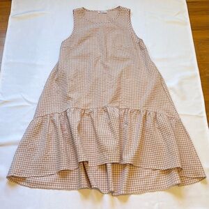 Vernacular Peach white Gingham Ruffle Hem Dress Blush women’s M